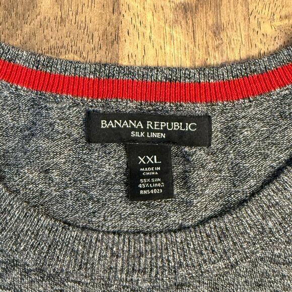 Banana Republic Silk Linen Blend Crewneck Pullover Sweater Gray Men’s Size XXL - Picture 4 of 9